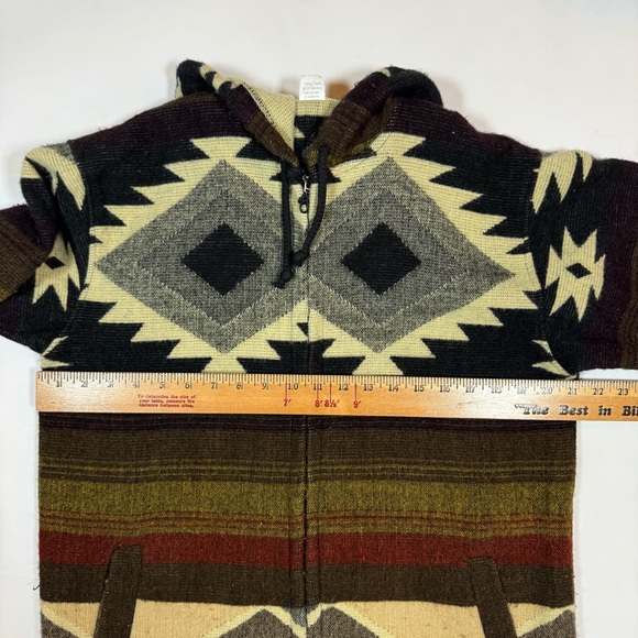 VINTAGE Unisex Men's Native American Southwestern Zip Up Sweater sz Sm Alpaca - Picture 4 of 8